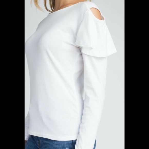 🔥 Women's Cold Shoulder Ruffle Long Sleeve Top - Picture 3 of 4